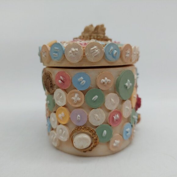 Dezine Trinket Box 3D Buttons Baubles Cherub Oval 1993 Hand Painted 3.5" READ - Picture 8 of 16